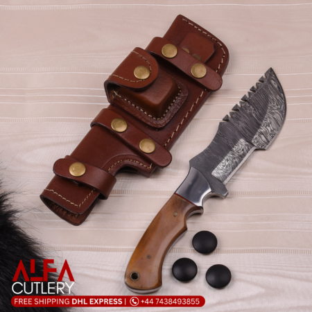 Damascuss Steel Tracker Knife With Animal Bone Handle in Super Quality