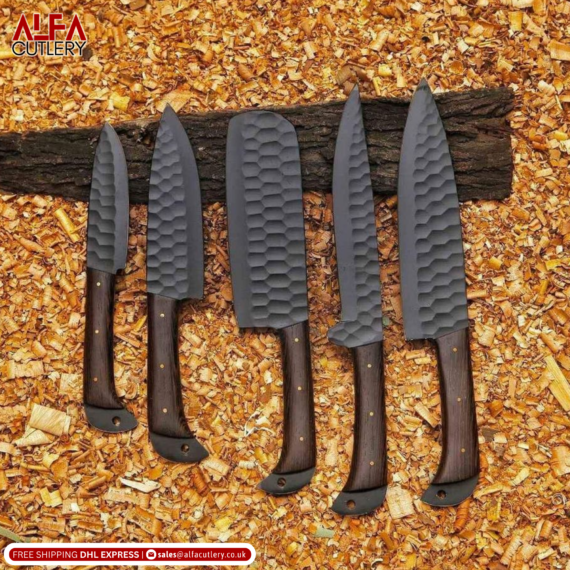 5 PCS Hand Forged Cold Carbon Steel Chef Set in Super Quality / Chef knives Set