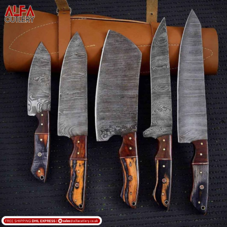 5 PCS Hand Forged Damascus Steel Chef Set in Super Quality / Chef knives Set