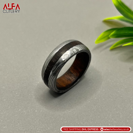 Damascus Steel Ring Band Custom Width Damascus Ring Men Wedding Ring