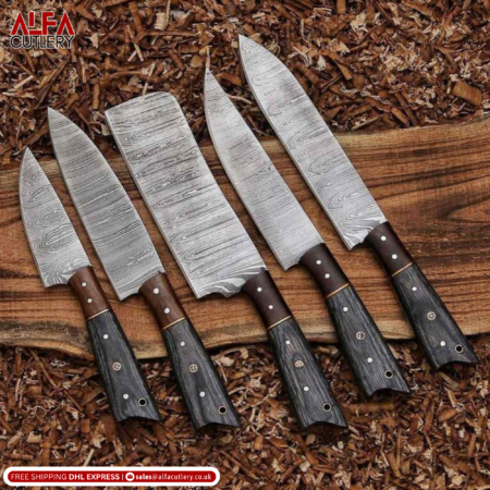5 PCS Hand Forged Damascus Steel Chef Set in Super Quality / Chef knives Set