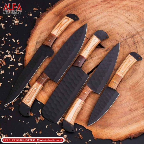 5 PCS Hand Forged Cold Carbon Steel Chef Set in Super Quality / Chef knives Set