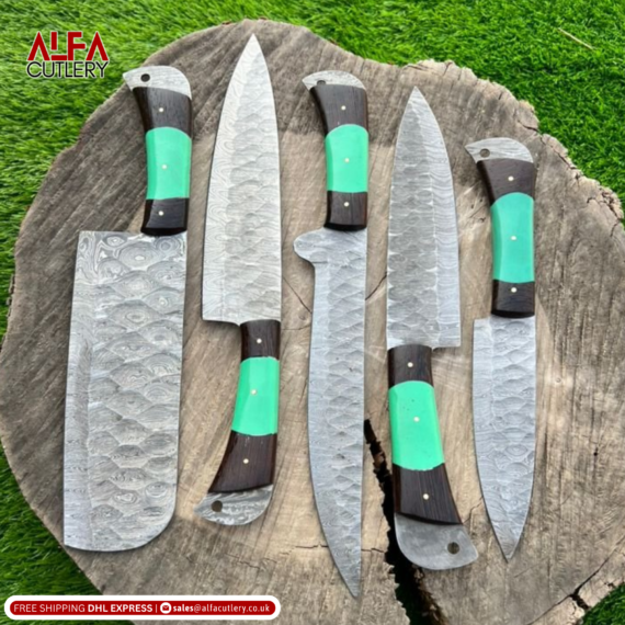 5 Pcs Hand Forged Cold Carbon Steel Chef Set in Super Quality / Chef knives Set