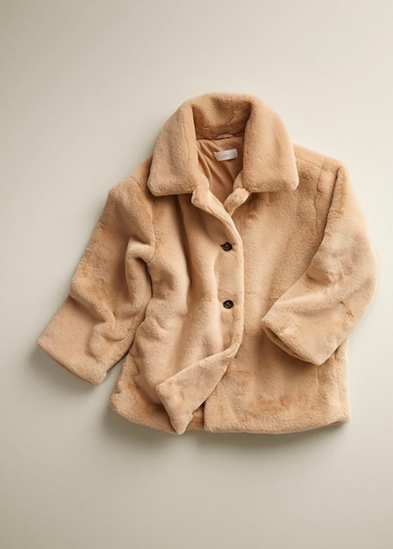 Lapels faux fur coat